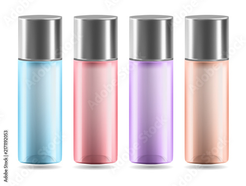 Vibrant colorful perfume bottles on transparent background
