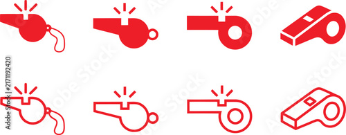 Whistle icon set, Sport whistle icon set, dog whistle icon set, Loudly blowing whistle icons set, Vector Illustration !	