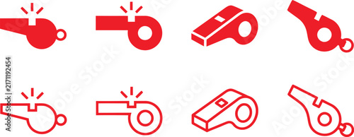 Whistle icon set, Sport whistle icon set, dog whistle icon set, Loudly blowing whistle icons set, Vector Illustration !	