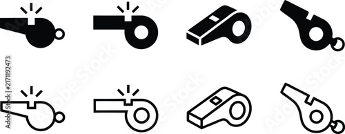 Whistle icon set, Sport whistle icon set, dog whistle icon set, Loudly blowing whistle icons set, Vector Illustration !	