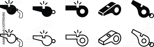 Whistle icon set, Sport whistle icon set, dog whistle icon set, Loudly blowing whistle icons set, Vector Illustration !	