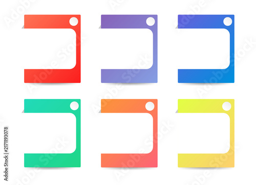 Colorful blank sticky notes for planning and design on transparent background