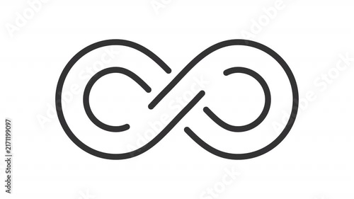 Eternal dynamic outline animation. Ribbon infinity symbol animated icon. Endless innovation and development. Abstract concept visualization. Flat line motion graphic loop on transparent white
