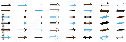Collection of various hand drawn arrow icons and directional pointers in different styles and colors for design