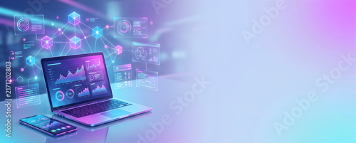 Digital Technology Background with Copy Space