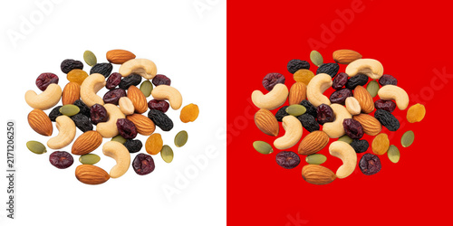 Healthy mix of raw nuts and dried fruits with cashews almonds and cranberries transparent png