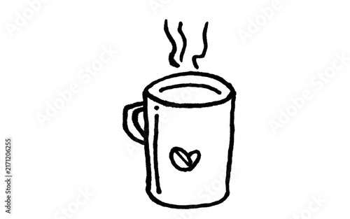 фотографія Hand Drawn Doodle Coffee Mug Icon Vector — Line Art Steaming Cup for Brush Colle