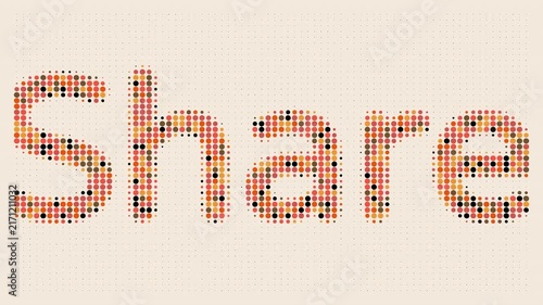 Share scrolling dotted text on beige background animation