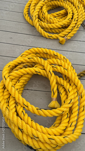 Coils of Thick Yellow Nylon Rope