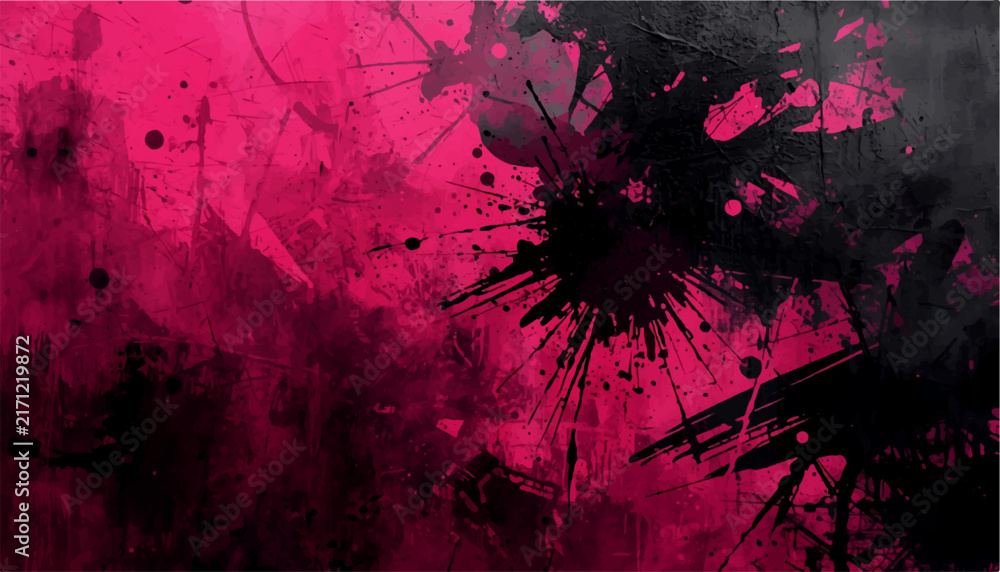 Fototapeta premium Abstract Red Grunge Background with Ink Splashes, Dark Vintage Texture, Dirty Painted Surface, Aged Wall Pattern and Artistic Decorative Backdrop for Wallpaper Design