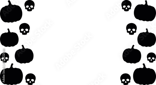 Halloween Skull and Bone Silhouette Border – Monochrome Horror Frame Design