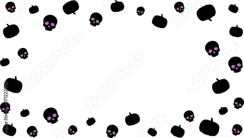 Halloween Skull and Bone Silhouette Border – Monochrome Horror Frame Design