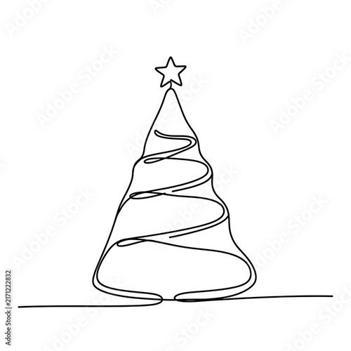 Simple christmas tree with star top vector illustration