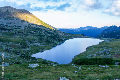 lake in the mountains, Bucura Lake, Retezat Mountains, Romania 