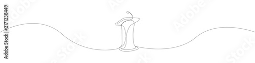 Minimalist Single Continuous Line Art Vector Illustration of a Speaker Lectern Podium with a Microphone for Public Speaking
