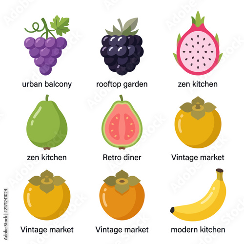 Assorted Fresh Fruits and Berries Collection - Healthy Food Icons