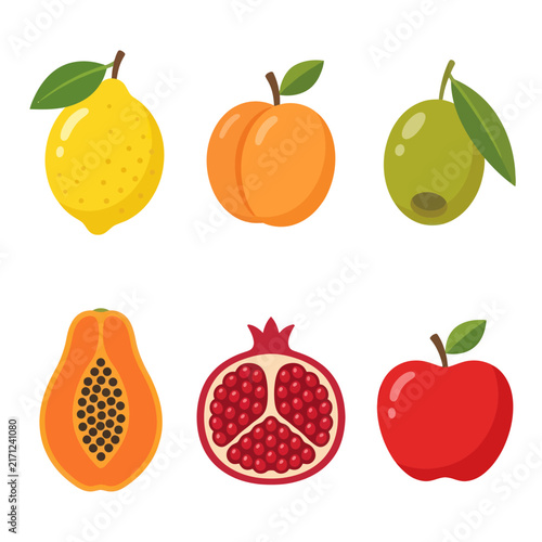 Assorted Fresh Fruits and Olive Collection - Healthy Food Icons