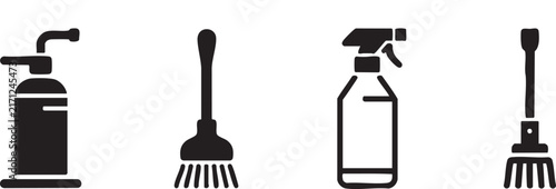 Set of kitchen and bakery icons featuring cake stand bread basket and storage container