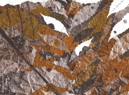 Background illustration of a rustic autumn leaf pattern with warm earthy brown tones