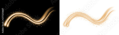 Bild auf Leinwand Gold dust wave sparkle line glow tail effect isolated on transparent background