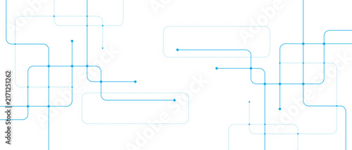 Abstract technology background with blue lines and dots connected in a network pattern