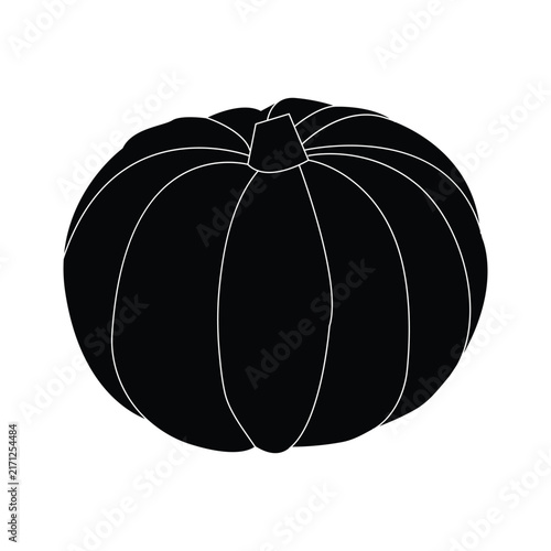 Black Pumpkin Silhouette, Bold Autumn Icon, Minimal Halloween Graphic, Seasonal Harvest Design.
