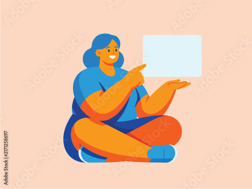 Happy Woman Explaining Idea Speech Bubble