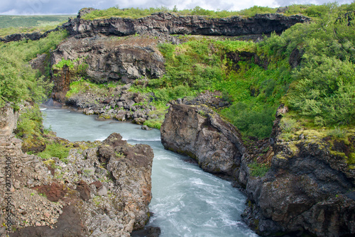 Fotografía Barnafoss Waterfall Children's Falls Hvita River Gorge Western Iceland
