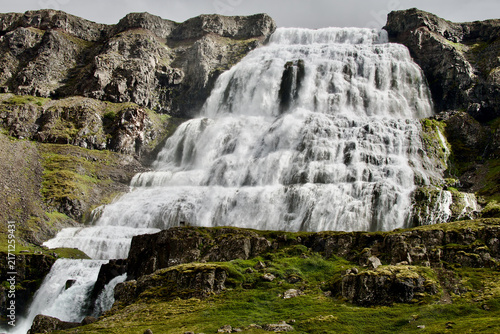 Dynjandi or Fjallfoss Waterfalls sometimes referred to as Bridal Veil Falls the largest and most famous waterfall in the Westfjords region of Iceland