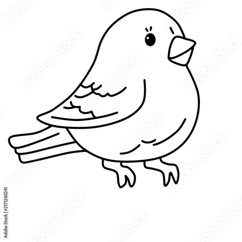 Obraz na płótnie Little cute bird standing line art coloring page vector illustration