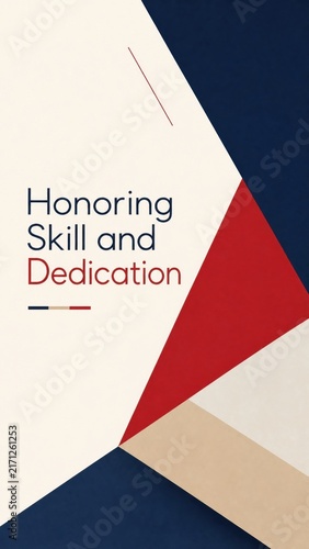 Geometric abstract design with text honoring skill and dedication