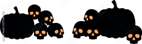 Spooky Halloween Skull & Bones Corner Border – Black and White Silhouette Frame