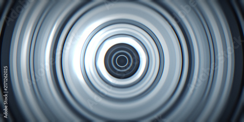 Fotografie Blue kaleidoscopic bands echo a cymatic plate, with crisp symmetry and dark cinematic grain for a technical background