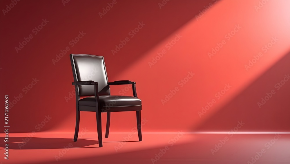 Fototapeta premium Elegant Black Meeting Chair with Clean Shadow on Red Ground