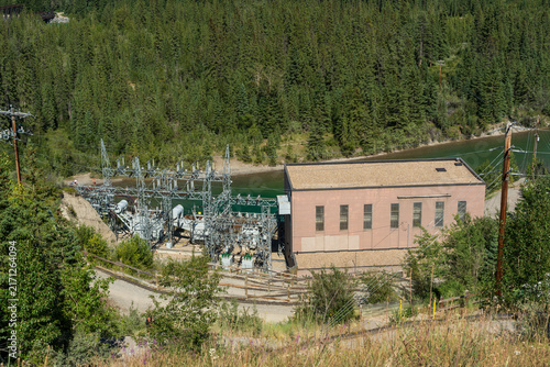 Rundle Hydro Plant hydroelectric facility generating clean energy in the Bow Valley. Canmore, Alberta, Canada.