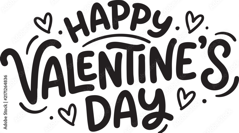 Naklejka premium Happy Valentines Day Vector Typography Playful Heart Lettering Cut File