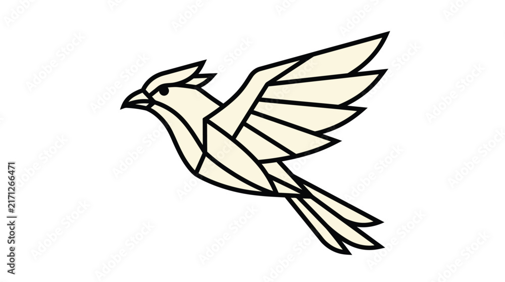 Obraz premium Stylized cream colored bird illustration featuring clean geometric lines and a modern minimalist graphic design aesthetic