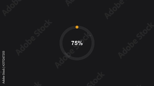 75 percent loading progress circle animation on dark 4k background