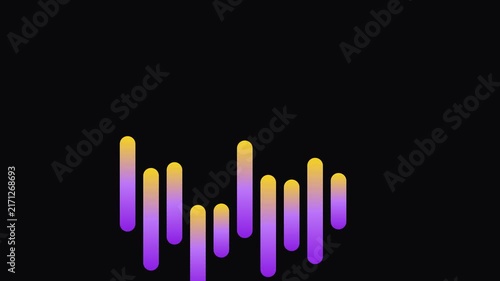 Animated audio spectrum visualizer with gradient bars, dynamic sound wave motion for music production and digital media projects animation 4k