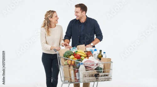 young couple shopping