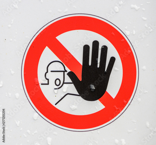 Quadro su tela Restricted access prohibition sign with raised stop hand.