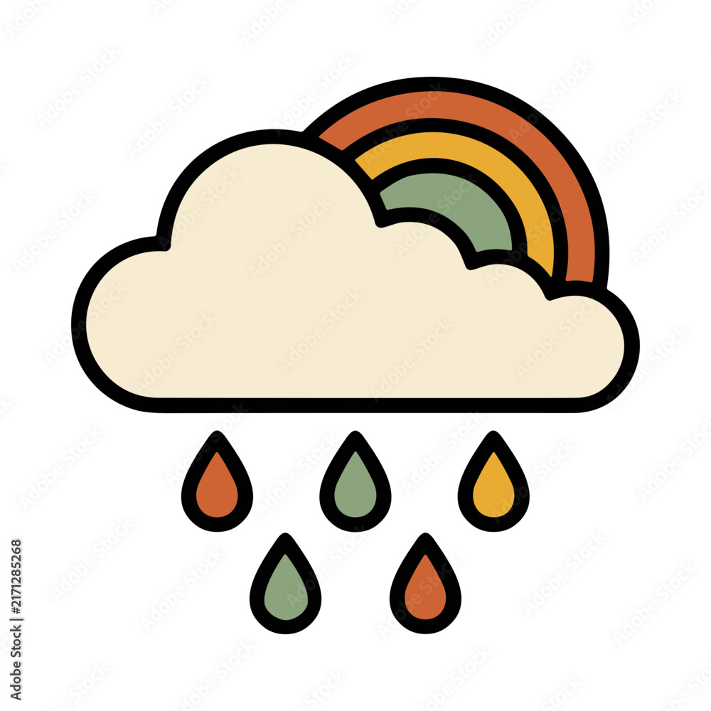 Fototapeta premium Cloud with Rainbow and Falling Raindrops