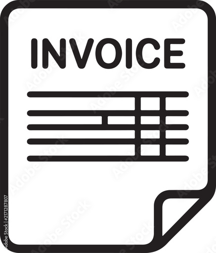Simple invoice document icon with table