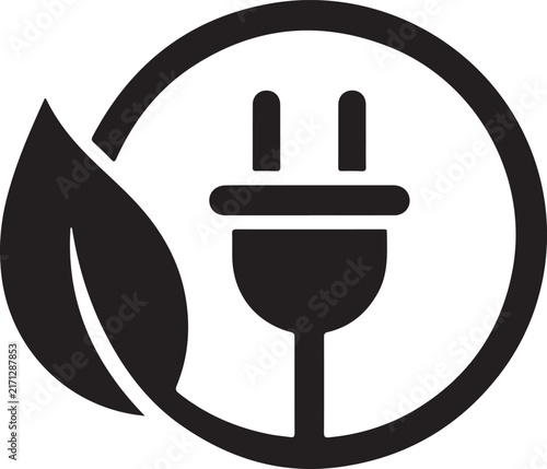 Electric plug inside leaf icon symbol