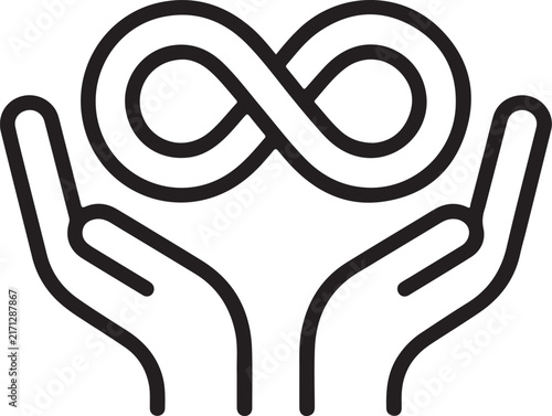Hands holding infinity symbol icon