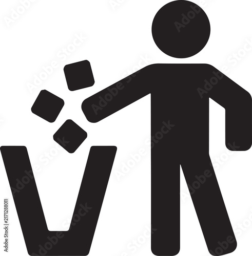a person throwing waste into a trash can