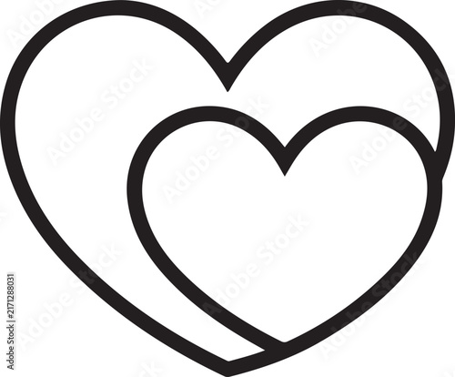 Two simple nested heart shapes icon