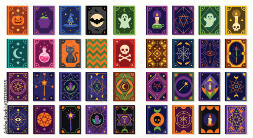 Foto Colorful Halloween Witch Grimoire and Magic Book Cover Bundle