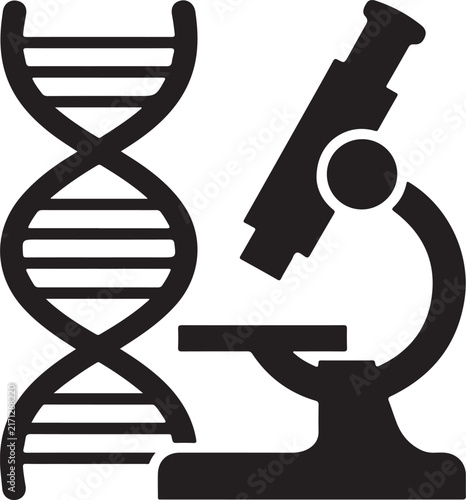 Microscope examining dna helix illustration