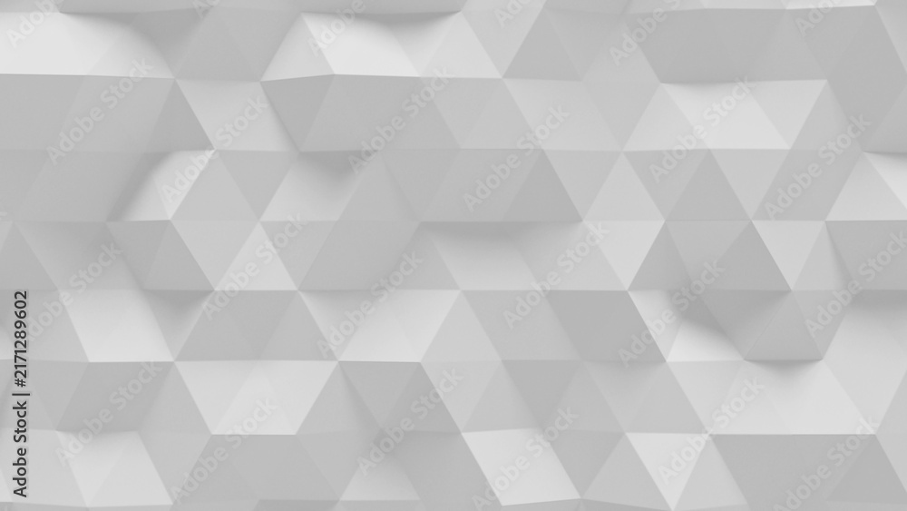 Obraz premium Minimalist white polygonal 3D background with triangular mesh relief.